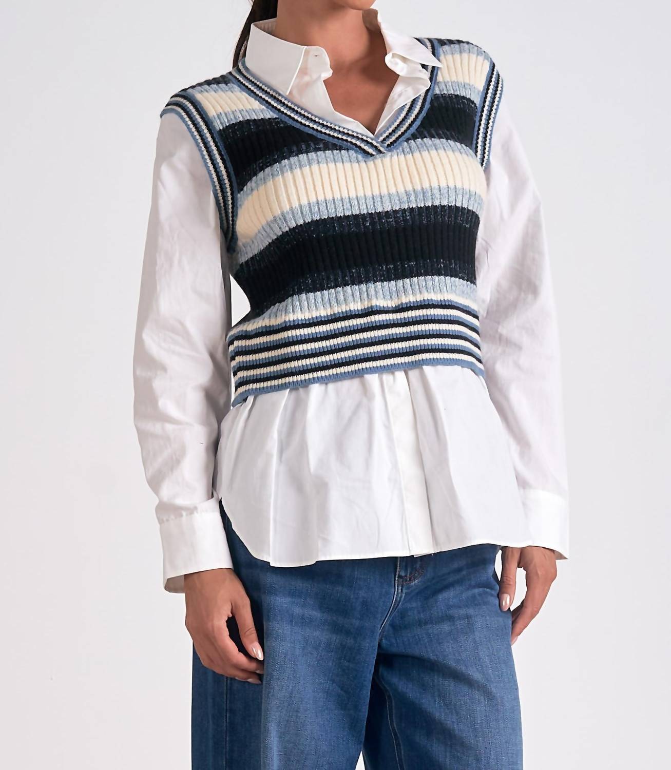 Elan - Kaia Twofer Sweater Top