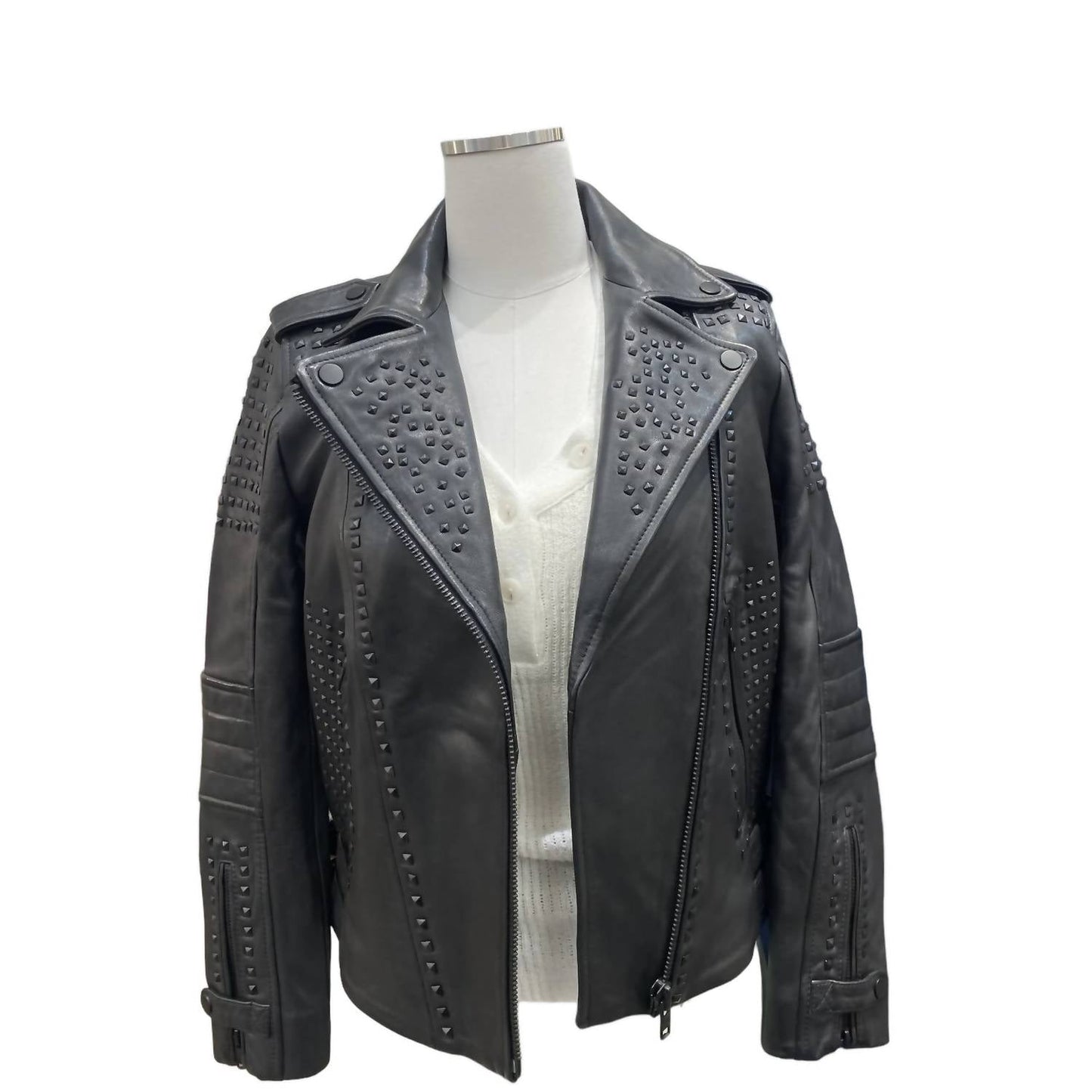 11 Uptown - Women's Studded Leather Jacket