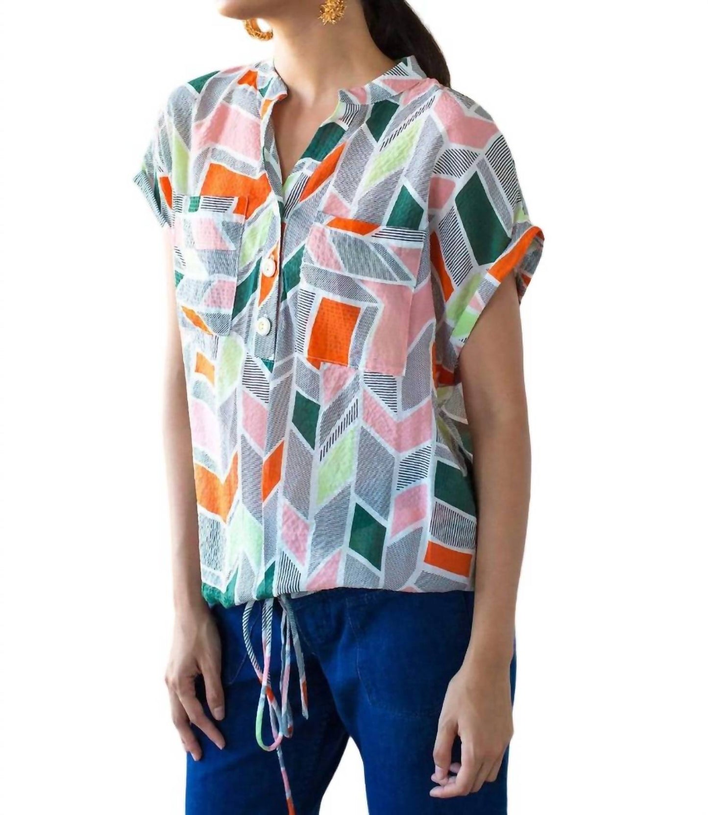 Eva Franco - Nico Drawstring Roll Sleeve Top