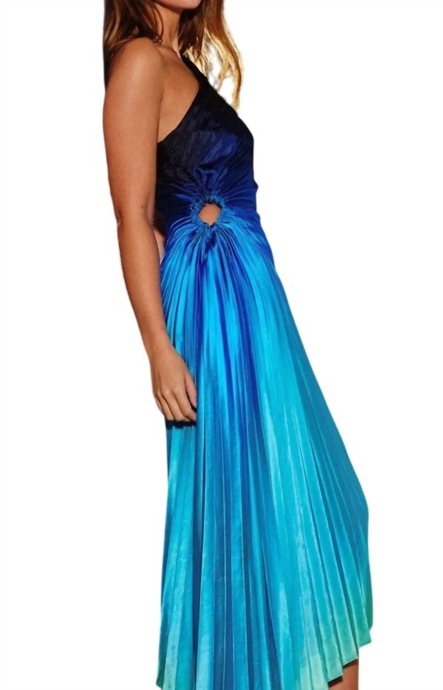 Dress Forum - Radiance Ombre Asymmetrical Pleated Maxi Dress