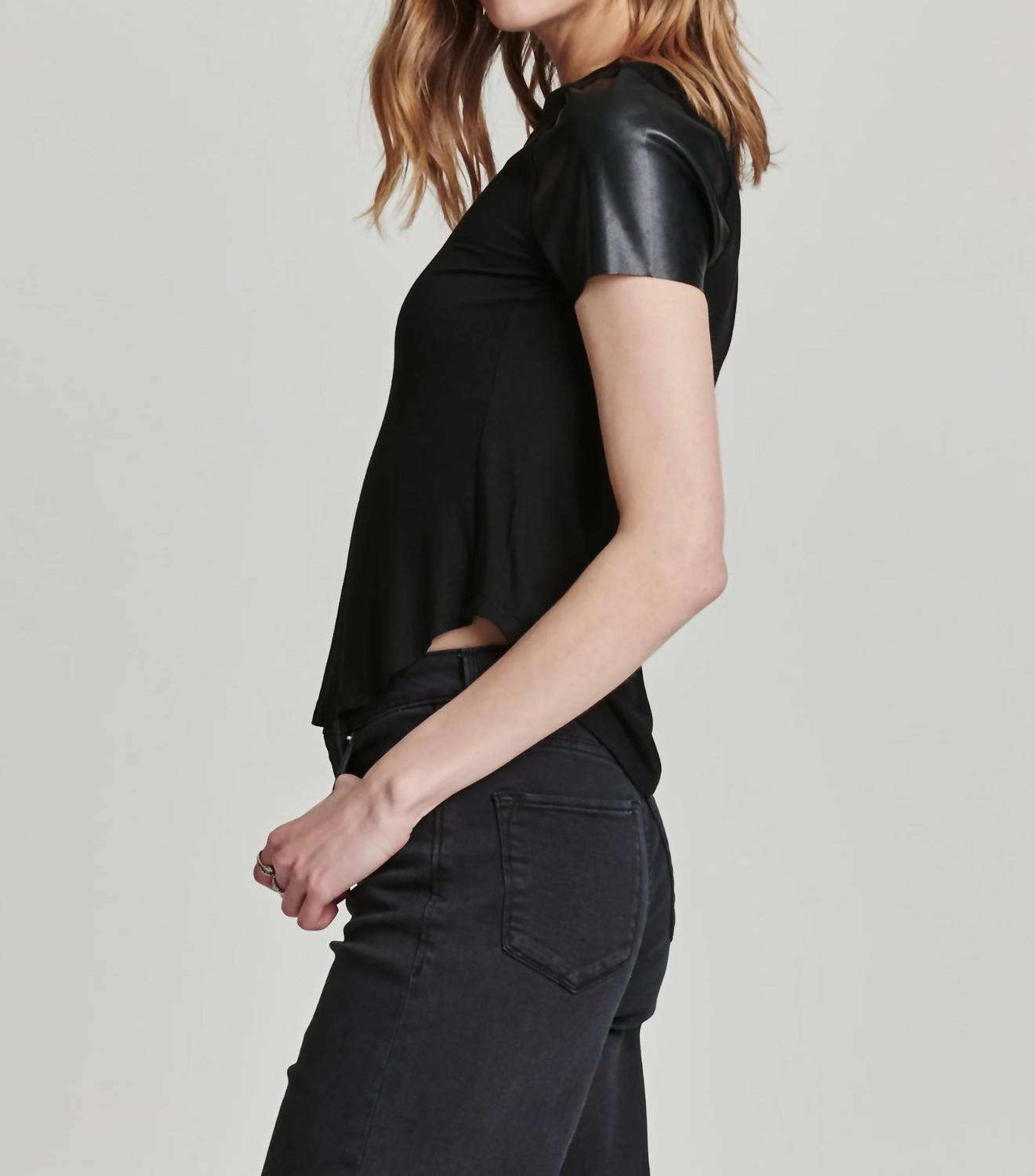 Another Love - Elodie Mixed Media Short Sleeve Top