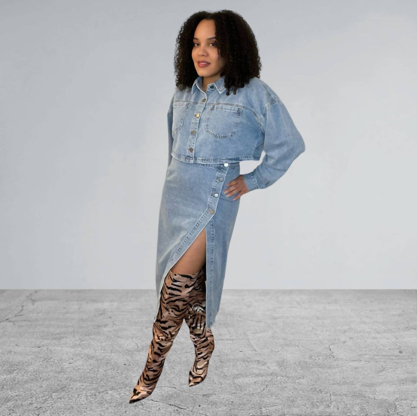Mable - Denim Skirt Set