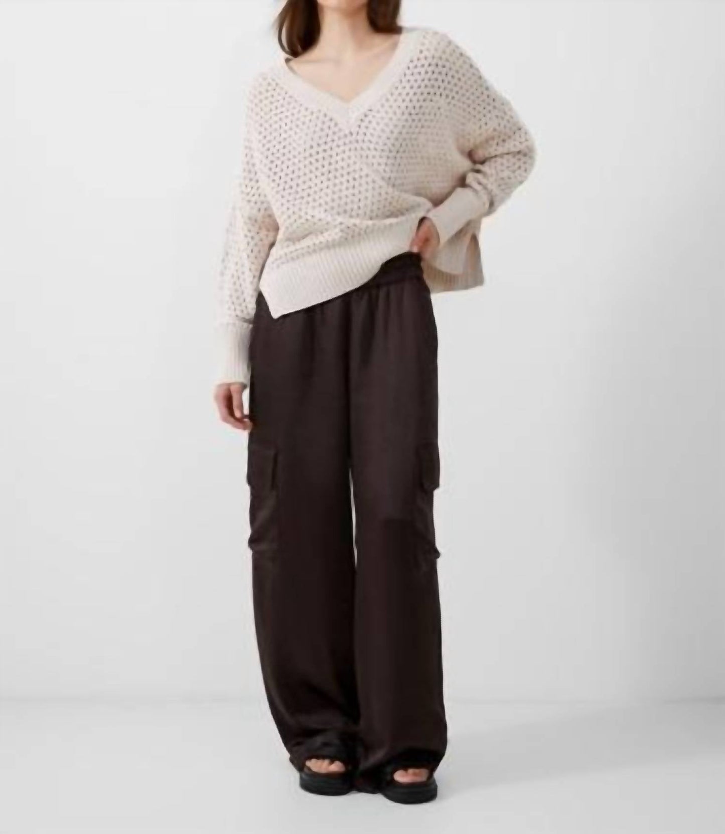 French Connection - Nini Crochet V Neck Jumper