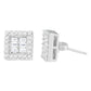 14K White Gold 1 cttw Round and Baguette Diamond Stud Earrings (H-I, SI1-SI2)