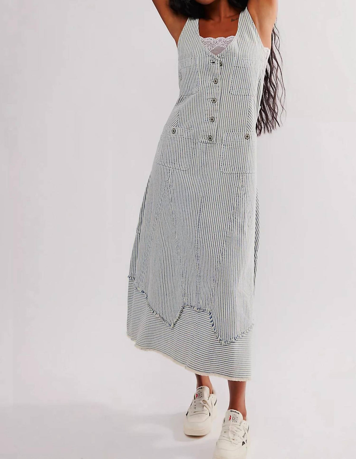 Free People - Bendita Hickory Stripe Midi Denim Dress