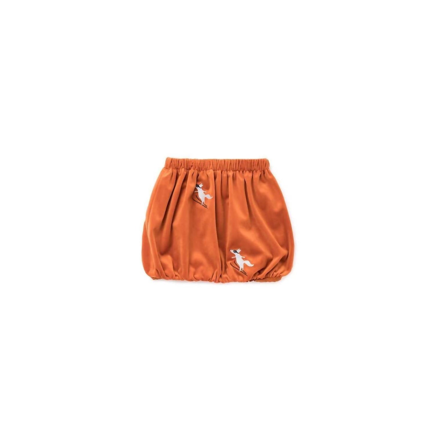 Omamimini - Velvet Bubble Skirt with Foxes Embroidery