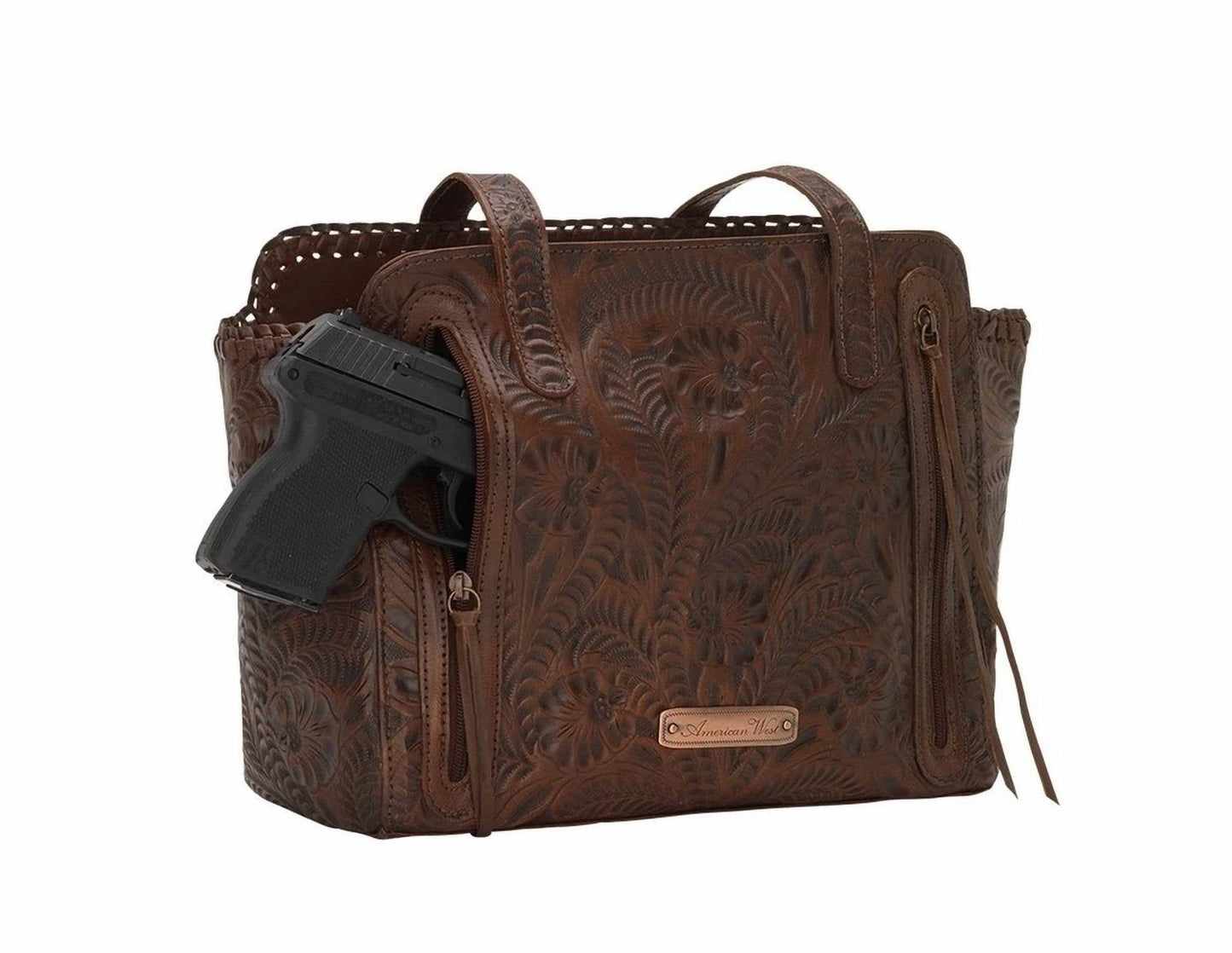 American West - Women's Secret Collection Zip Top Tote Bag With Compartment