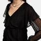 Topshop - Dotted Sheer Chiffon Ruffle Waist Tie Blouse