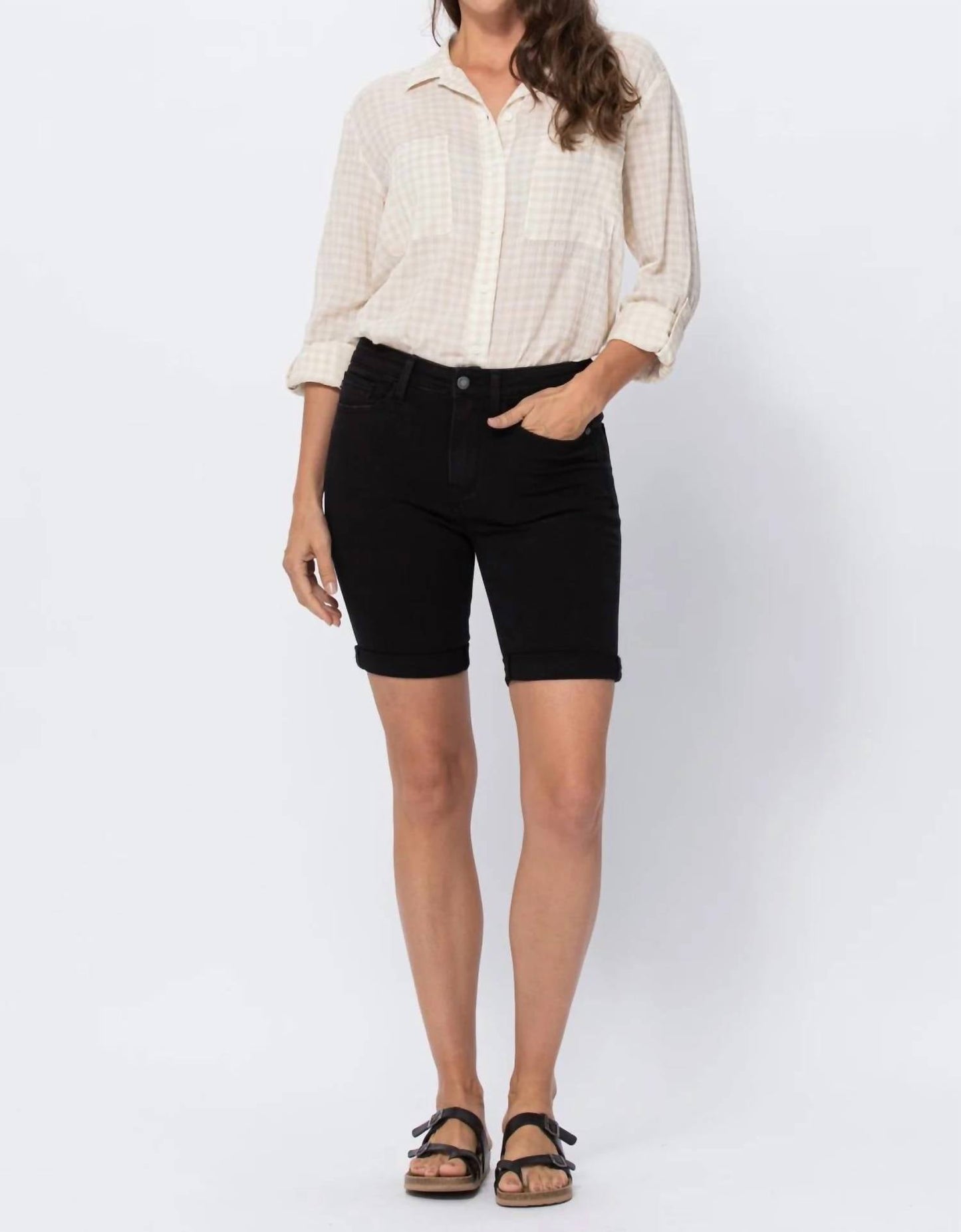 Judy Blue - High Rise Cuffed Bermuda Shorts