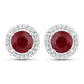 1.22 Carat Genuine Ruby and White Diamond 14K White Gold Earrings