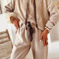66Disco - Drawstring Pullover Hoodie and High Waist Pants Corduroy Set