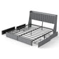 King Upholstered Bed Frame With 4 Storage Drawers, RGB LED Lights & USB / Type-C Charging Station