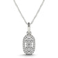 Outer Oval Shaped Two Stone Diamond Pendant in 14k White Gold (5/8 cttw)