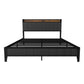 Bed With Charging Station, American Design Upholstered Headboard, Metal Platform