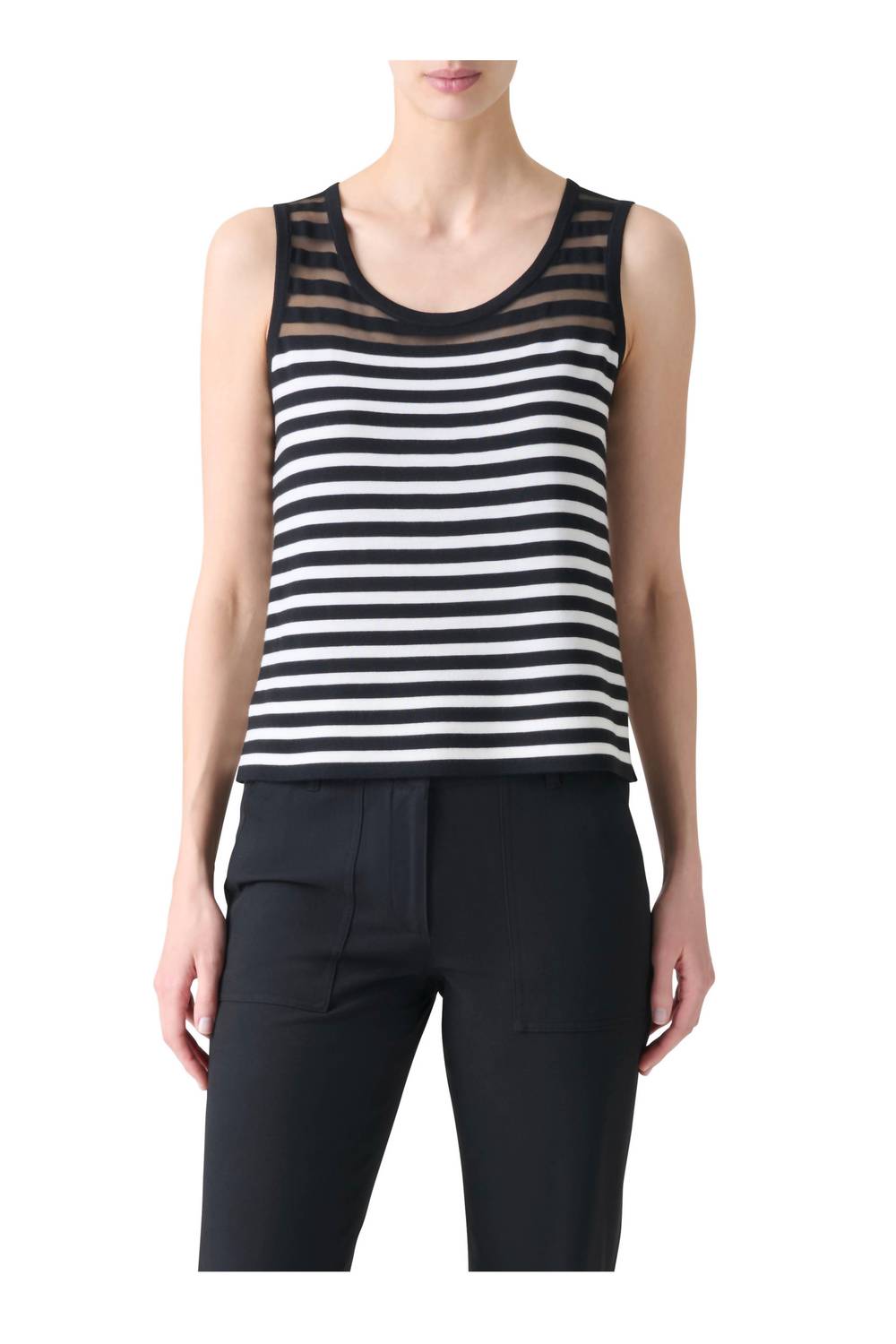 Akris Punto - Kodak Stripe Cardi & Sleeveless Tank Sweater Set