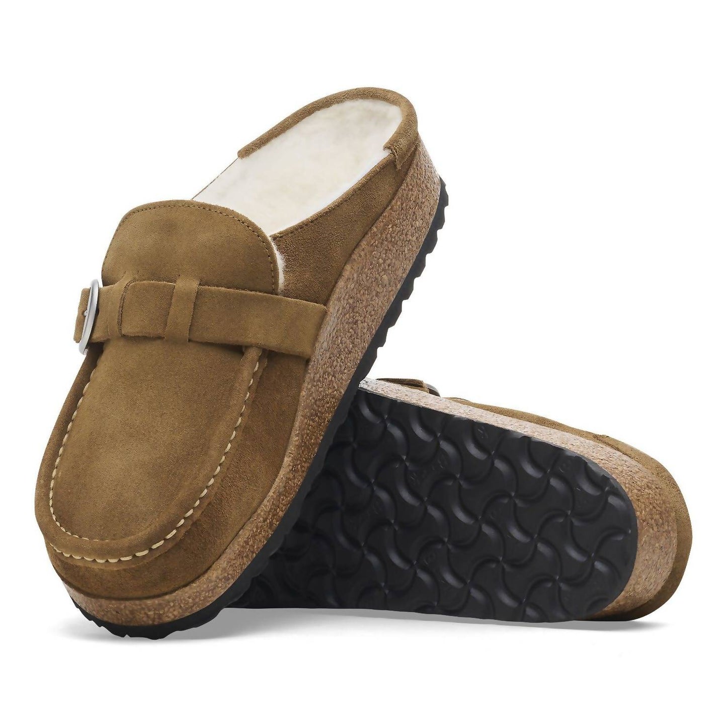 Birkenstock - महिलाओं के बकली शियरलिंग स्लिप ऑन शूज़