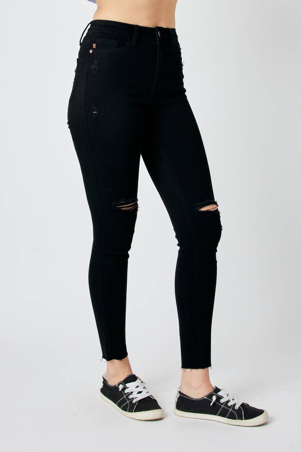 Judy Blue - High Waist Destroyed Raw Hem Skinny Jeans