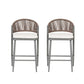 Outdoor 26" Counter Height Metal Frame Counter Stools With Scallop Shaped Backrest & Water Resistant Cushions