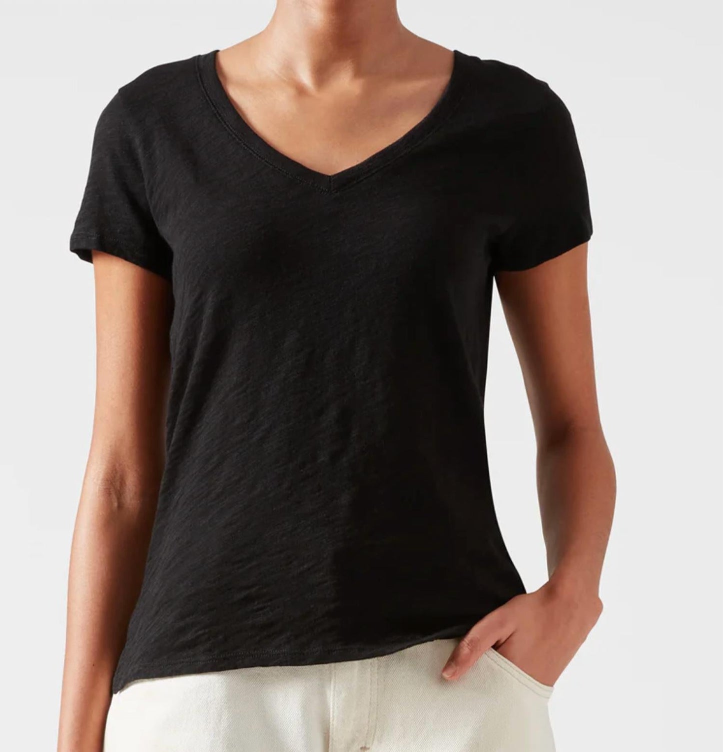 Atm - Womens Slub Jersey School Boy V Neck Tee