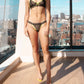 Titov - Women's Tamrin Sheer Lace Thong With Neon Yellow Trim