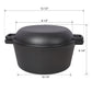 Pre-Seasoned Cast Iron Dutch Oven 2 In 1 With Dual Handles And Covers, 5 Quart - Black