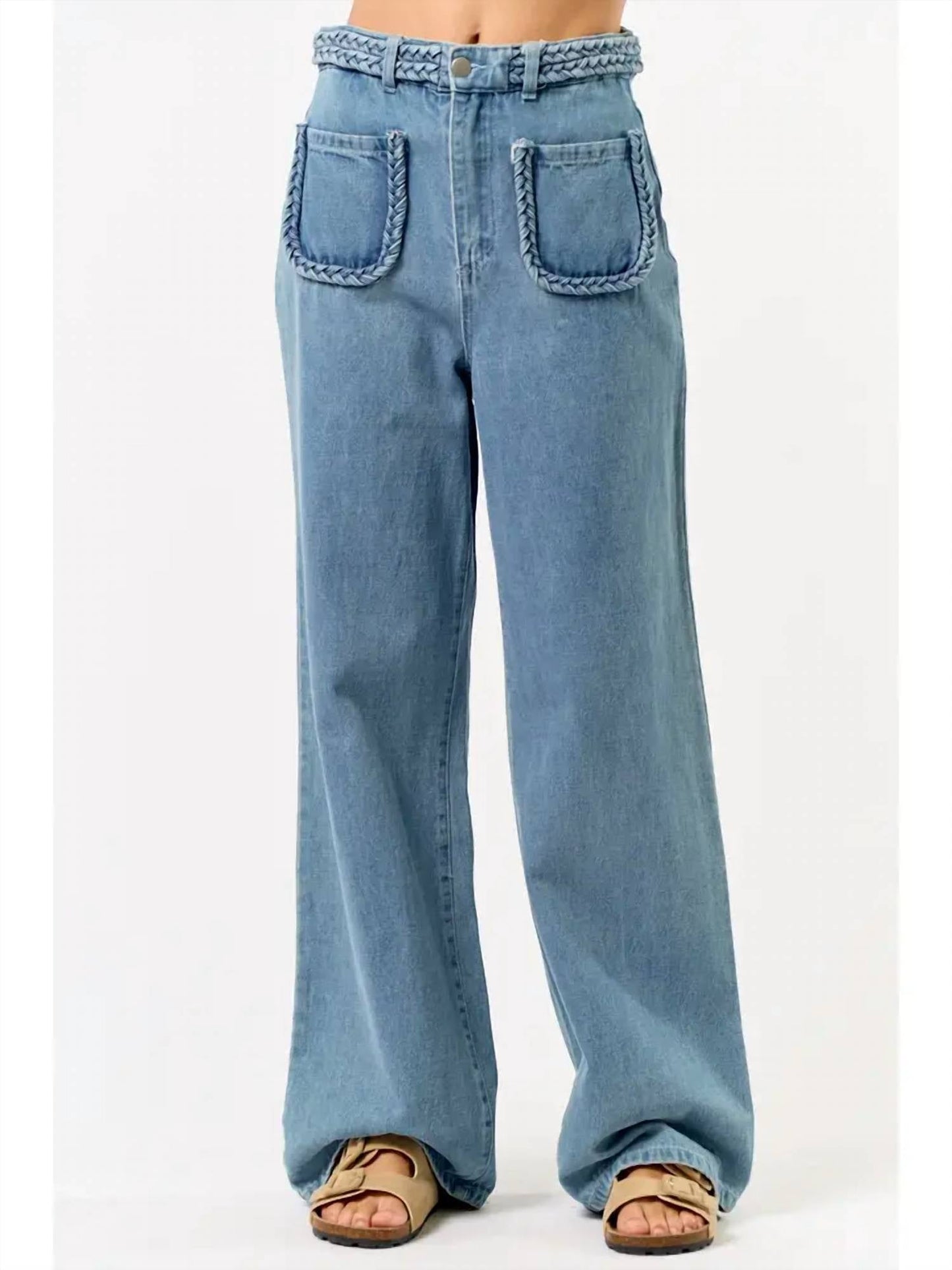 Lalavon - Straight Front Two Pocket Leg Long Denim