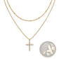 Dainty 14k Gold Plated Sideways Cubic Zirconia Cross Necklace