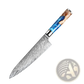 Damascus Chef Knife Set Blue Resin Handle 7 Piece