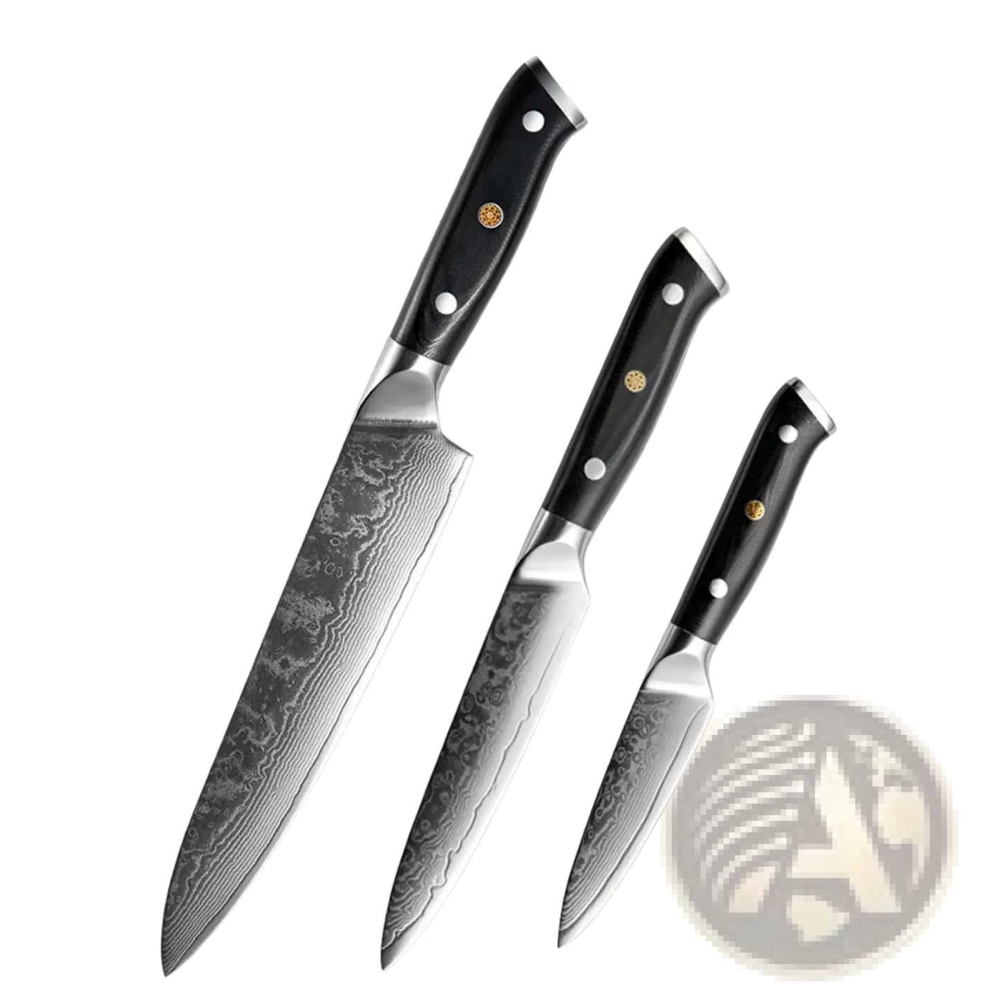 Damascus Steel Kitchen Knife Set 4 Piece G10 Handle