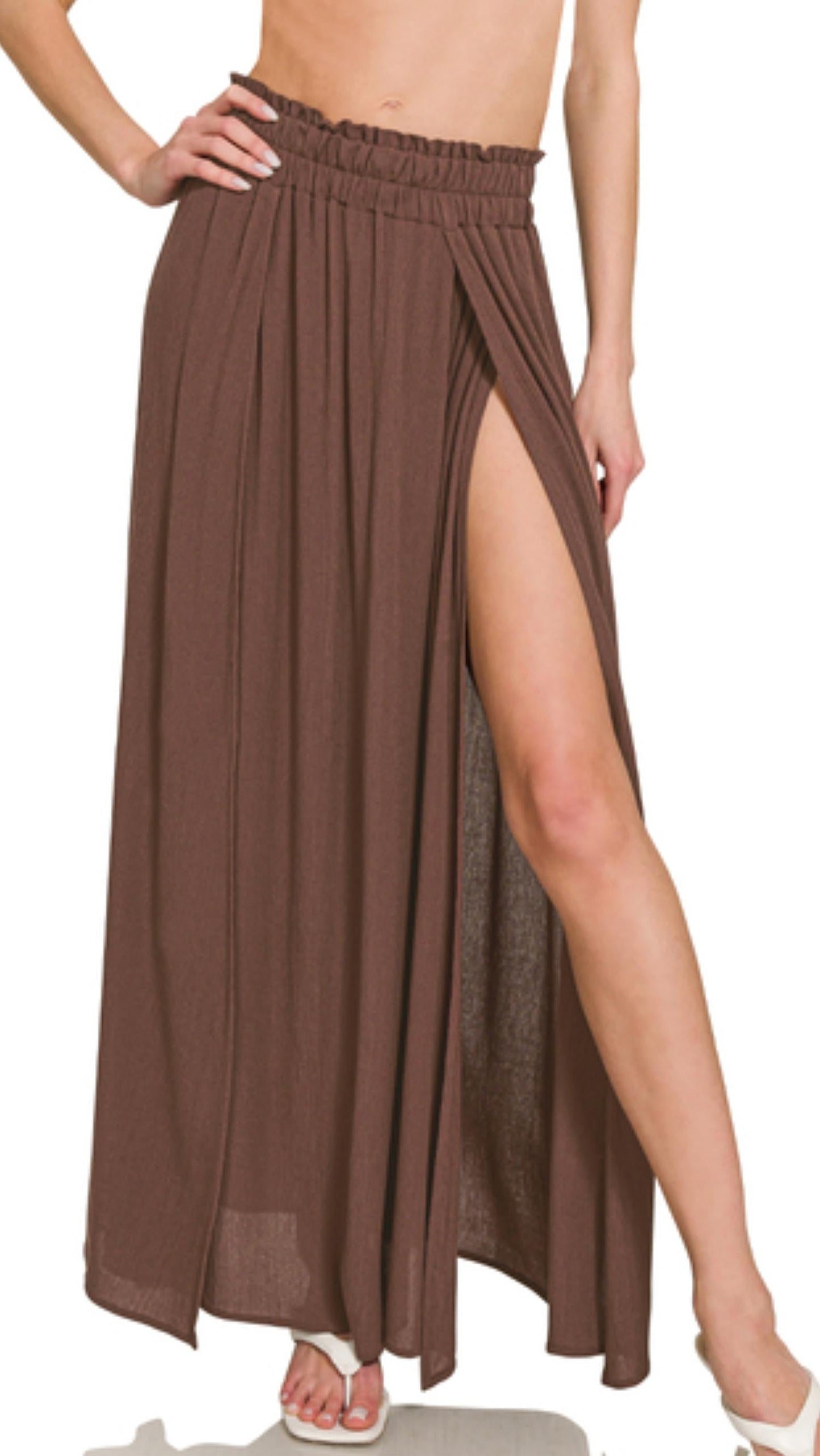 Zenana - Woven Crinkle Gauze Long Skirt