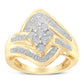 10K Yellow Gold Diamond Bypass Cluster Ring (1 Cttw, I-J Color, I2-I3 Clarity) - Size 7