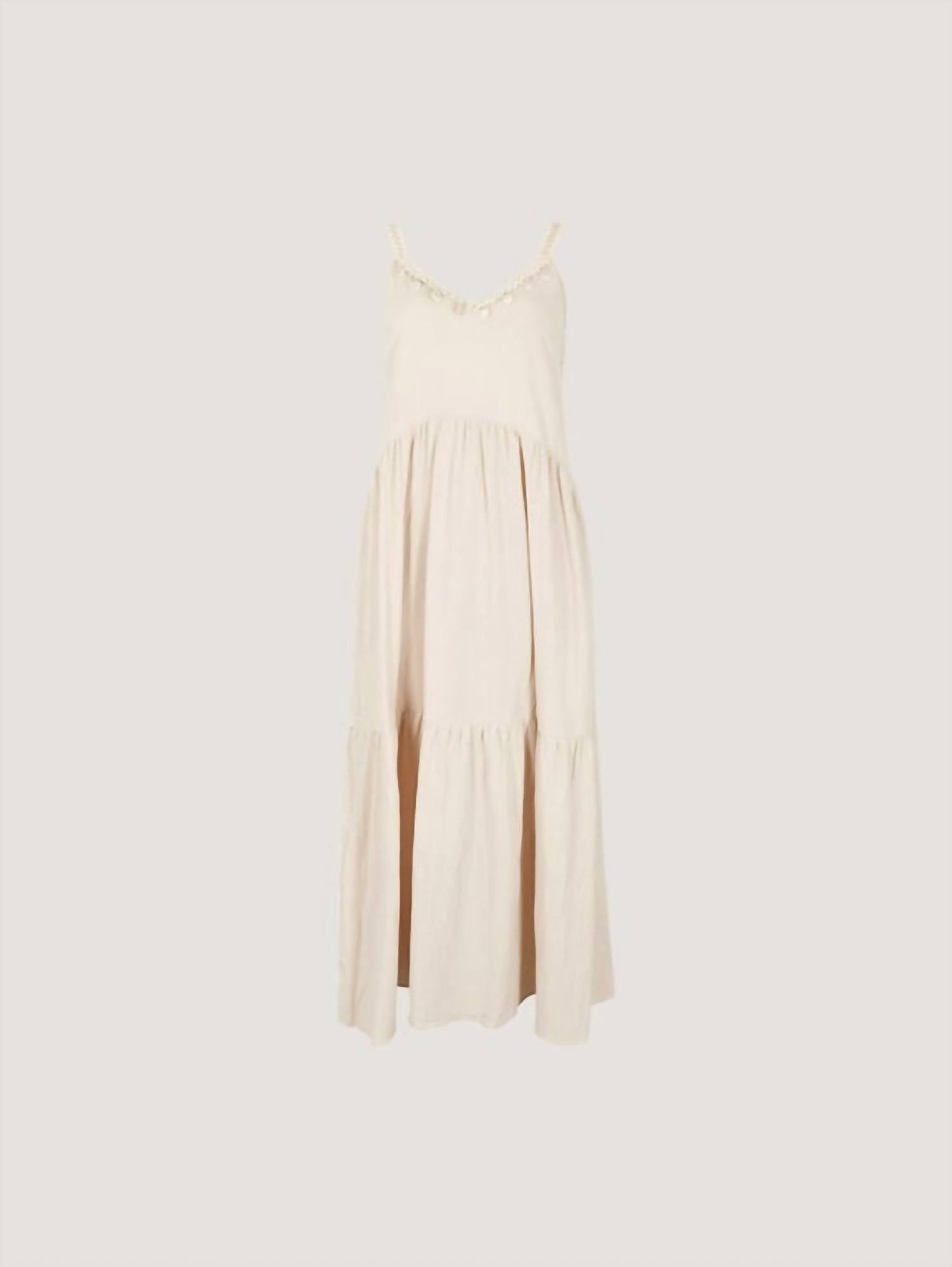 Apricot - Bead Embellished Tiered Midi-dress