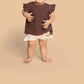 Omamimini - Gauze top with box pleated sleeve