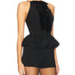 Steve Madden - Faith Velvet Bow Peplum Halter Top
