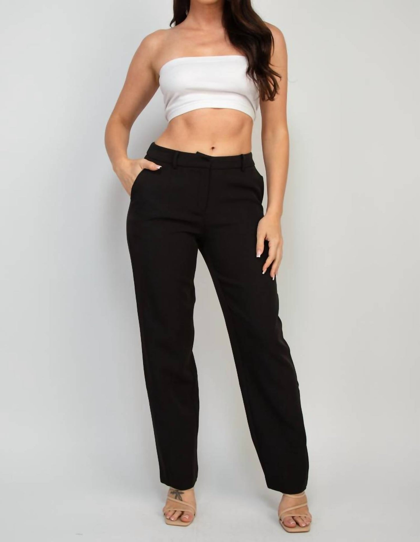 A.C.G. Los Angeles - Mid Rise Dressy Pants With Pockets On Sides