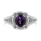 .925 Sterling Silver Prong Set Natural Oval Shape 9X7 MM Purple Amethyst Solitaire and Diamond Accent Ring (I-J Color, I1-I2 Clarity) - Ring Size 7