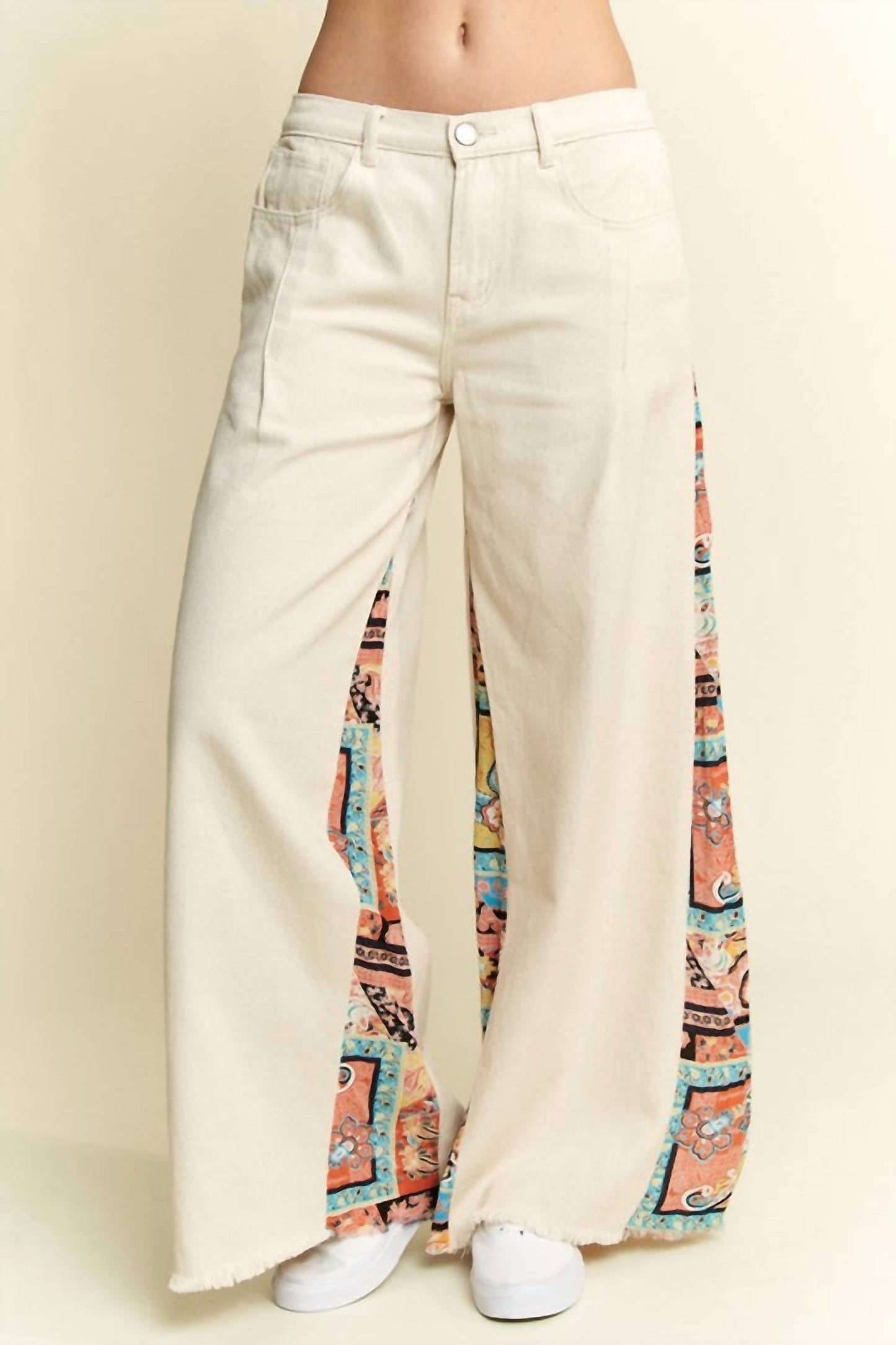 Jade By Jane - Mid Rise Paisley Print Patchwork Pants