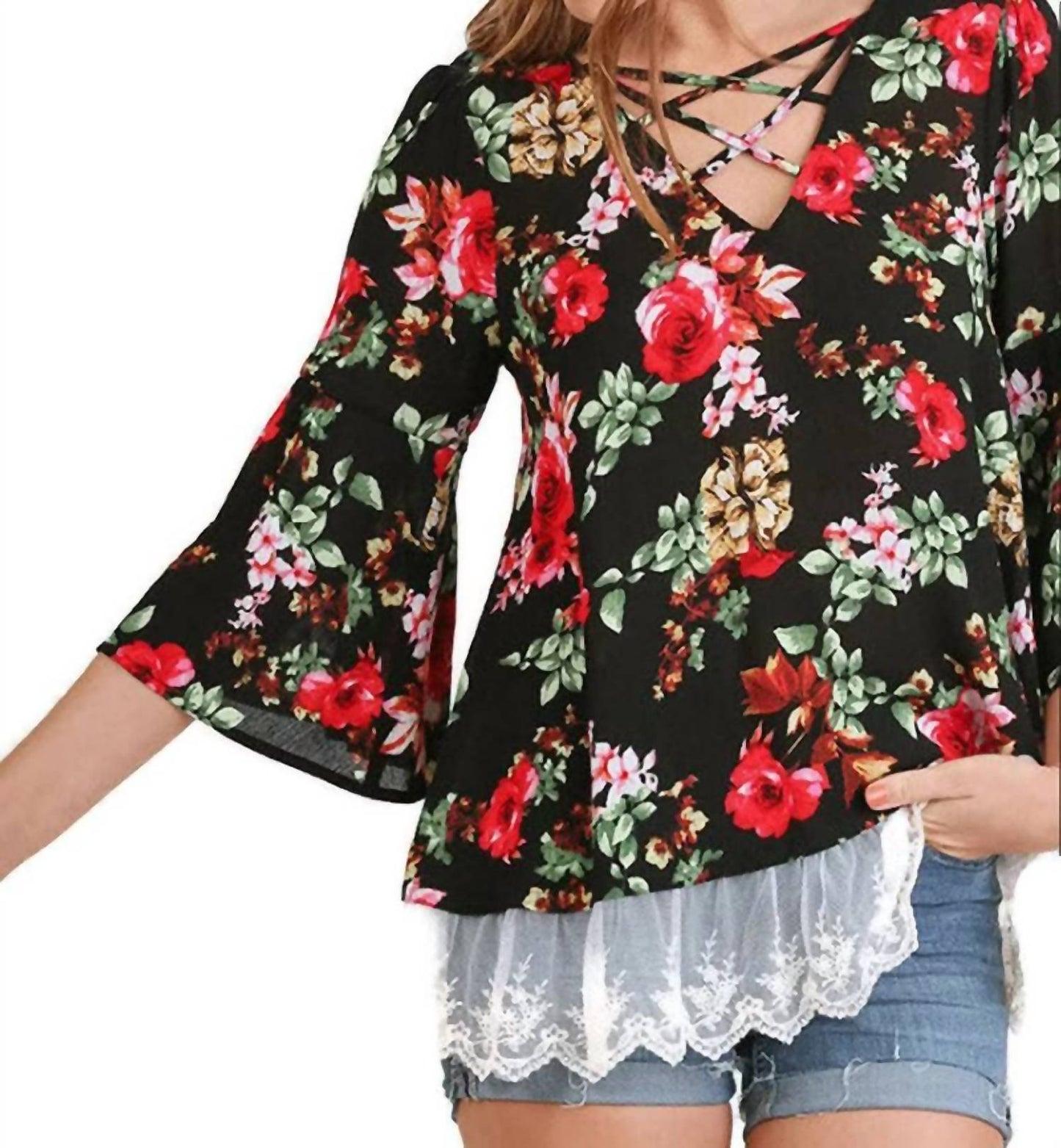 Umgee - Floral & Lace Tunic