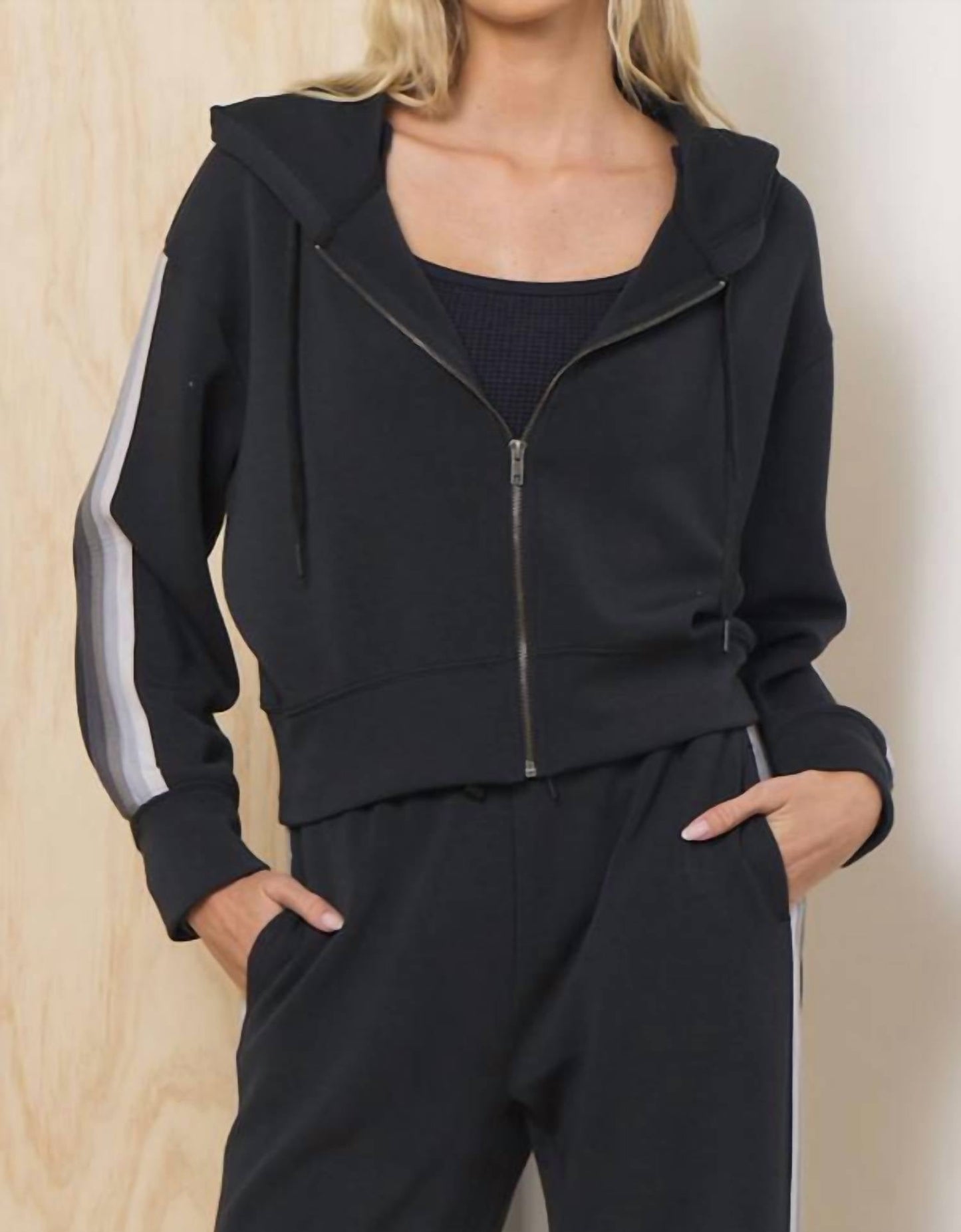 Vintage Havana - Striped Cloud Fleece Zip Up Hoodie