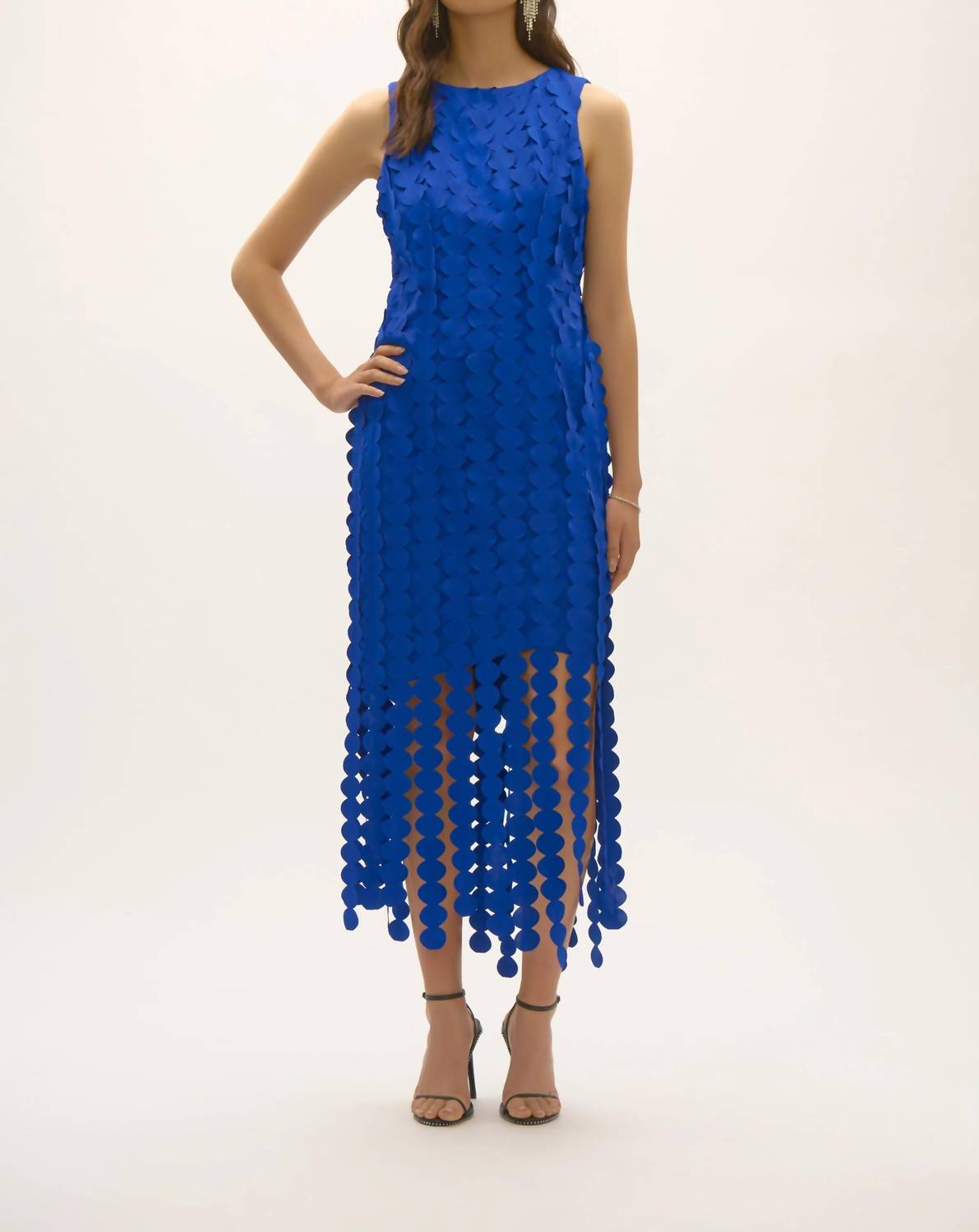 Joseph Ribkoff - Circle Fringe Sleeveless Midi Sheath Dress