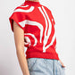 Ee:Some - Curvy Simplistic Swirl Mock Neck Top