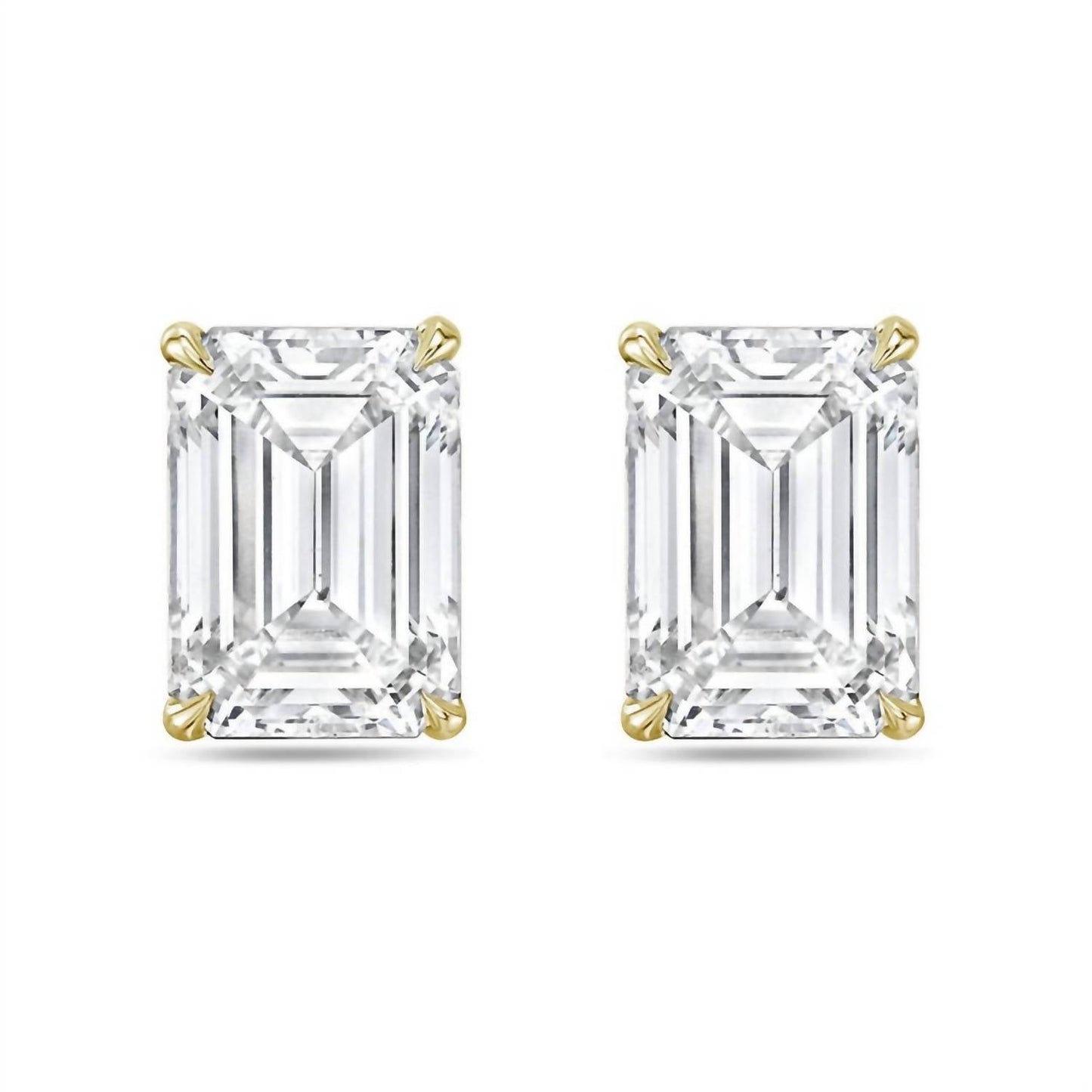 Diana M Jewels - 6.00 Cts Lab Grown Emerald Cut Stud Earrings