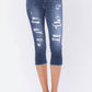 Judy Blue - Mid-rise Contrast Patch Skinny Capri Jeans