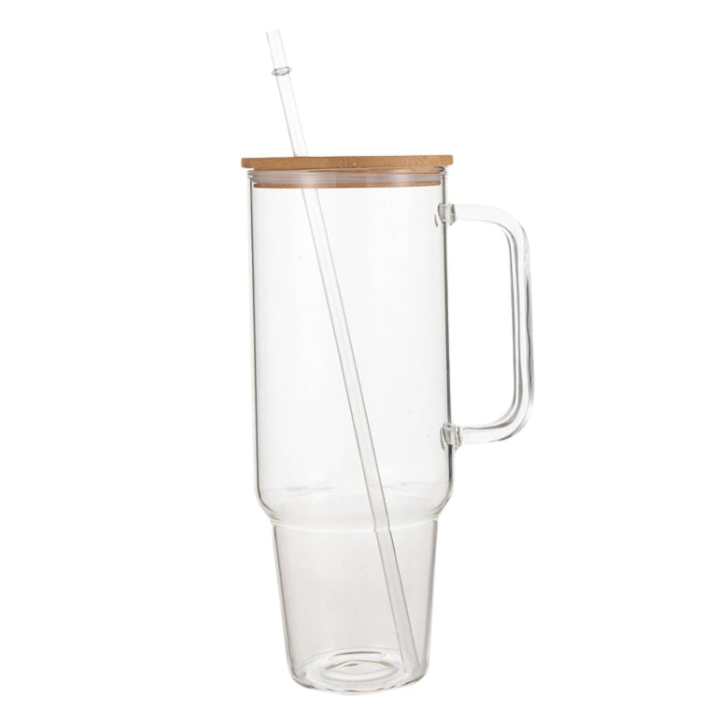 Creative Gifts International - Glass 40 oz. Tumbler with Bamboo Lid, Handle & Straw