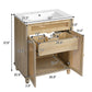 Bathroom Vanity With Handwoven Rattan Doors, Resin Basin - Natural Wood