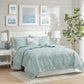 4 Piece Cotton Reversible Embroidered Quilt Set with Throw Pillow Aqua King/Cal King