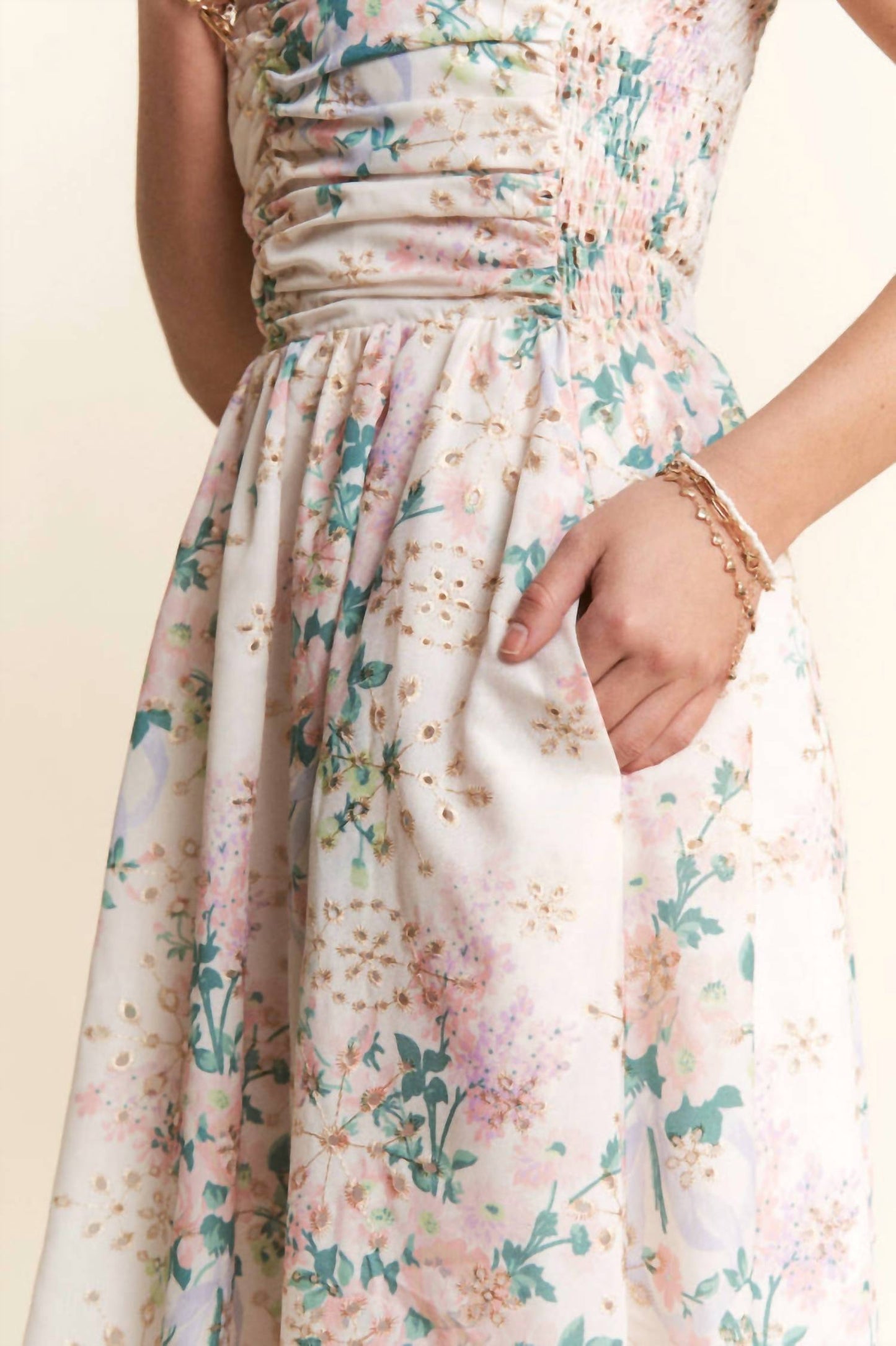 J.Nna - Hello Dear Eyelet Midi Dress