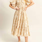 Hyfve - Leaf Print Puff Sleeve Tiered Midi Dress