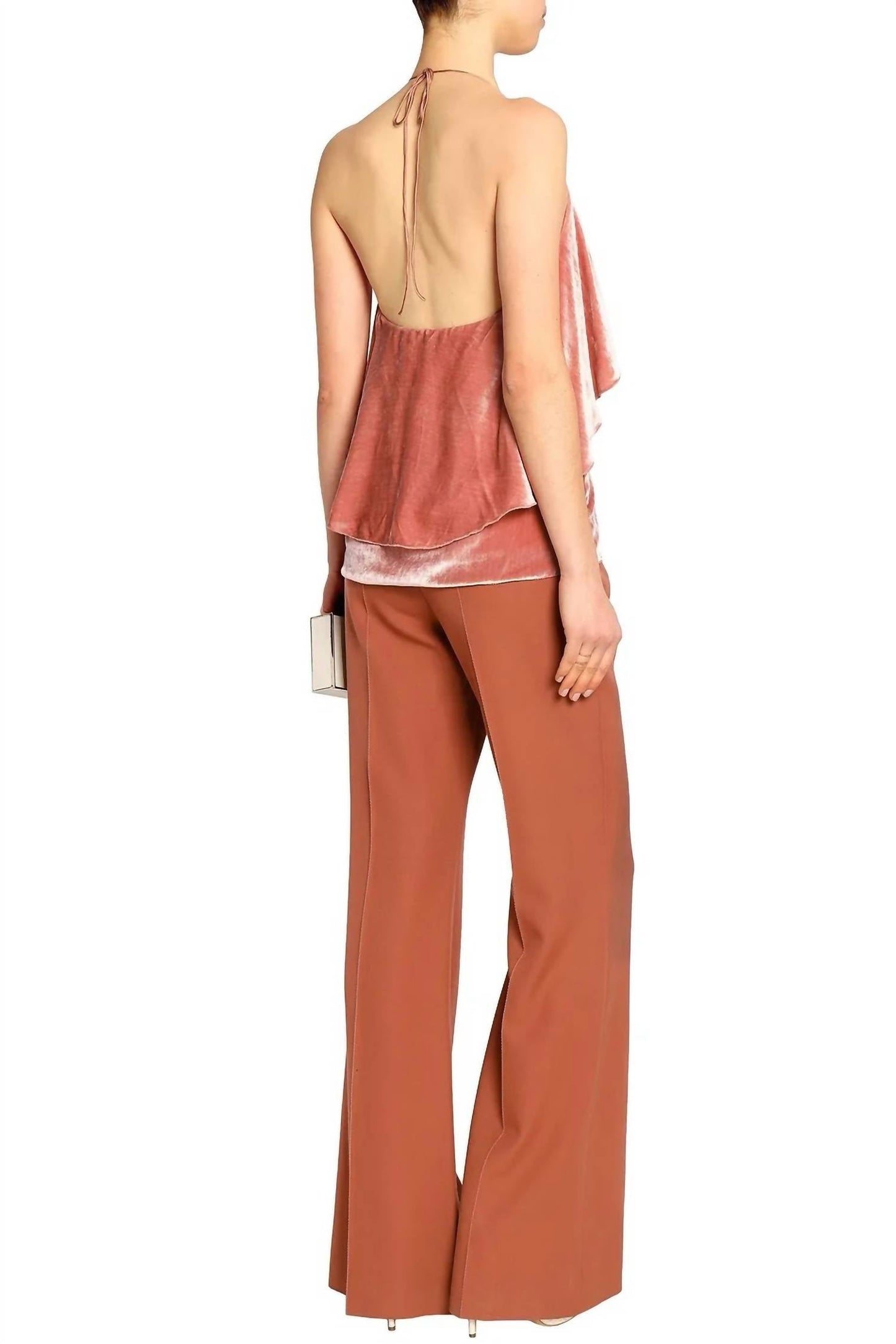Alice + Olivia - Antique Rose Velvet Ruffle Top