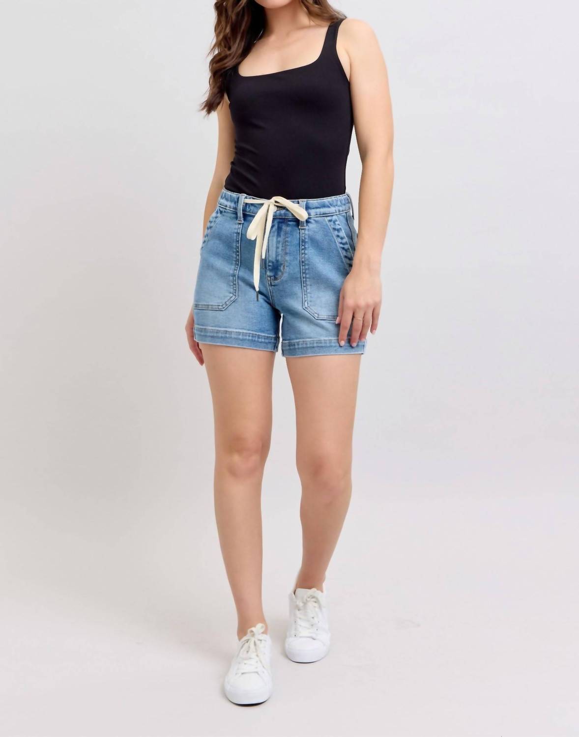 Judy Blue - High Waist Vintage Wash Jogger Denim Short